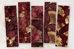 Burgundy and Gold Ginkgo PNG Bookmark Sublimation Design Product Image 2