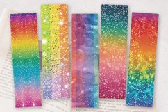 Ombre Rainbow Glitter PNG Bookmark Sublimation Designs Product Image 2