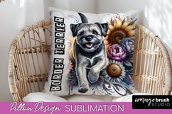 Dog Pillow Cover - Dog Mom Floral Pillow Sublimation Product Image 1