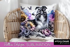 Borzoi Pillow Cover Dog Sublimation Floral PNG Product Image 1