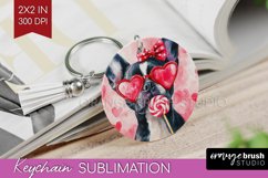 Boston Terrier Valentine Keychain PNG Valentines Day Product Image 1