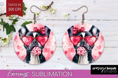 Boston Terrier Valentine Round Earrings Valentines Day PNG Product Image 1