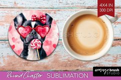 Boston Terrier Valentine Round Coaster Valentines Day PNG Product Image 1