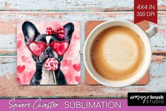 Boston Terrier Valentine Square Coaster Valentines Day PNG Product Image 1