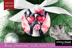 Boston Terrier Valentine Ornament PNG Valentines Day PNG Product Image 1