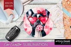 Boston Terrier Valentine Car Coaster Valentines Day Coaster Product Image 1