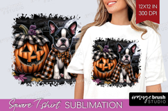 Boston Terrier Dog Square Tshirt Background Halloween PNG Product Image 1