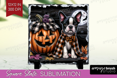 Boston Terrier Dog Slate PNG Halloween Square Slate Product Image 1