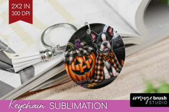 Boston Terrier Dog Keychain PNG Halloween Keychain Product Image 1