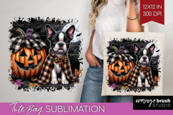 Boston Terrier Dog Tote Bag Halloween Tote Bag PNG Product Image 1