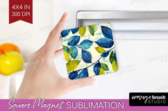 Eucalyptus Leaves Magnet Sublimation - Botanical Square PNG Product Image 1