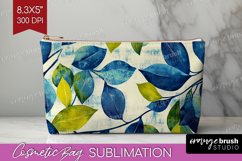 Eucalyptus Leaves Cosmetic Bag - Botanical Makeup Bag PNG Product Image 1