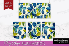 Eucalyptus Leaves Mug Wrap - Botanical Mug PNG Sublimation Product Image 1