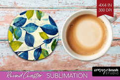 Eucalyptus Leaves Round Coaster - Botanical Coaster PNG Product Image 1