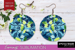 Eucalyptus Leaves Round Earrings - Botanical PNG Sublimation Product Image 1