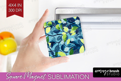 Eucalyptus Leaves Magnet Sublimation - Botanical Square PNG Product Image 1