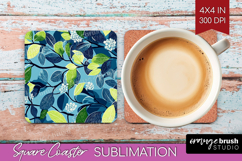 Eucalyptus Leaves Square Coaster - Botanical Coaster PNG Product Image 1