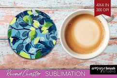 Eucalyptus Leaves Round Coaster - Botanical Coaster PNG Product Image 1