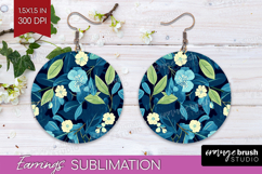 Eucalyptus Leaves Round Earrings - Botanical PNG Sublimation Product Image 1