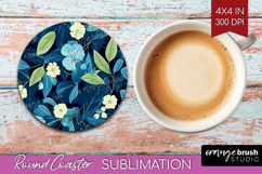 Eucalyptus Leaves Round Coaster - Botanical Coaster PNG Product Image 1