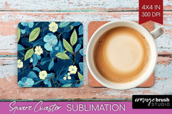 Eucalyptus Leaves Square Coaster - Botanical Coaster PNG Product Image 1