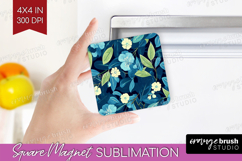 Eucalyptus Leaves Magnet Sublimation - Botanical Square PNG Product Image 1