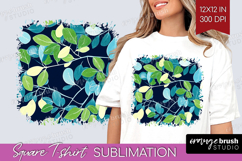 Eucalyptus Leaves Square Tshirt Background - Botanical PNG Product Image 1