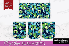 Eucalyptus Leaves Mug Wrap - Botanical Mug PNG Sublimation Product Image 1