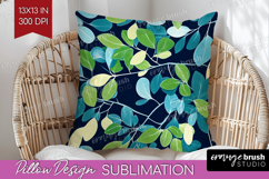 Eucalyptus Leaves Pillow Sublimation - Botanical Pillow PNG Product Image 1