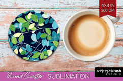 Eucalyptus Leaves Round Coaster - Botanical Coaster PNG Product Image 1