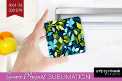 Eucalyptus Leaves Magnet Sublimation - Botanical Square PNG Product Image 1
