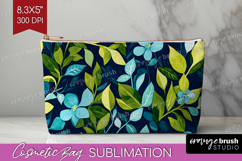 Eucalyptus Leaves Cosmetic Bag - Botanical Makeup Bag PNG Product Image 1