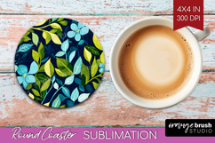 Eucalyptus Leaves Round Coaster - Botanical Coaster PNG Product Image 1