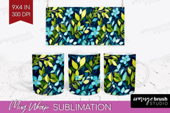 Eucalyptus Leaves Mug Wrap - Botanical Mug PNG Sublimation Product Image 1