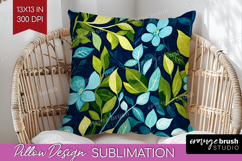 Eucalyptus Leaves Pillow Sublimation - Botanical Pillow PNG Product Image 1
