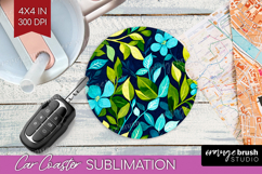 Eucalyptus Leaves Car Coaster - Botanical Coaster PNG Product Image 1