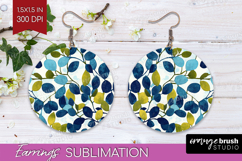 Eucalyptus Leaves Round Earrings - Botanical PNG Sublimation Product Image 1