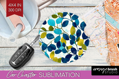 Eucalyptus Leaves Car Coaster - Botanical Coaster PNG Product Image 1