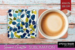Eucalyptus Leaves Square Coaster - Botanical Coaster PNG Product Image 1