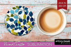 Eucalyptus Leaves Round Coaster - Botanical Coaster PNG Product Image 1