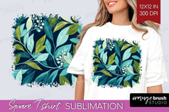 Eucalyptus Leaves Square Tshirt Background - Botanical PNG Product Image 1