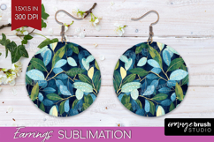 Eucalyptus Leaves Round Earrings - Botanical PNG Sublimation Product Image 1