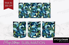 Eucalyptus Leaves Mug Wrap - Botanical Mug PNG Sublimation Product Image 1