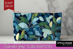 Eucalyptus Leaves Cosmetic Bag - Botanical Makeup Bag PNG Product Image 1