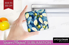 Eucalyptus Leaves Magnet Sublimation - Botanical Square PNG Product Image 1