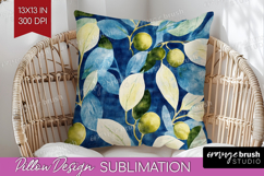 Eucalyptus Leaves Pillow Sublimation - Botanical Pillow PNG Product Image 1