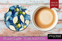 Eucalyptus Leaves Round Coaster - Botanical Coaster PNG Product Image 1