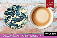 Eucalyptus Leaves Round Coaster - Botanical Coaster PNG Product Image 1