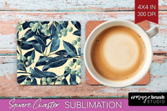 Eucalyptus Leaves Square Coaster - Botanical Coaster PNG Product Image 1