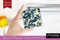 Eucalyptus Leaves Magnet Sublimation - Botanical Square PNG Product Image 1